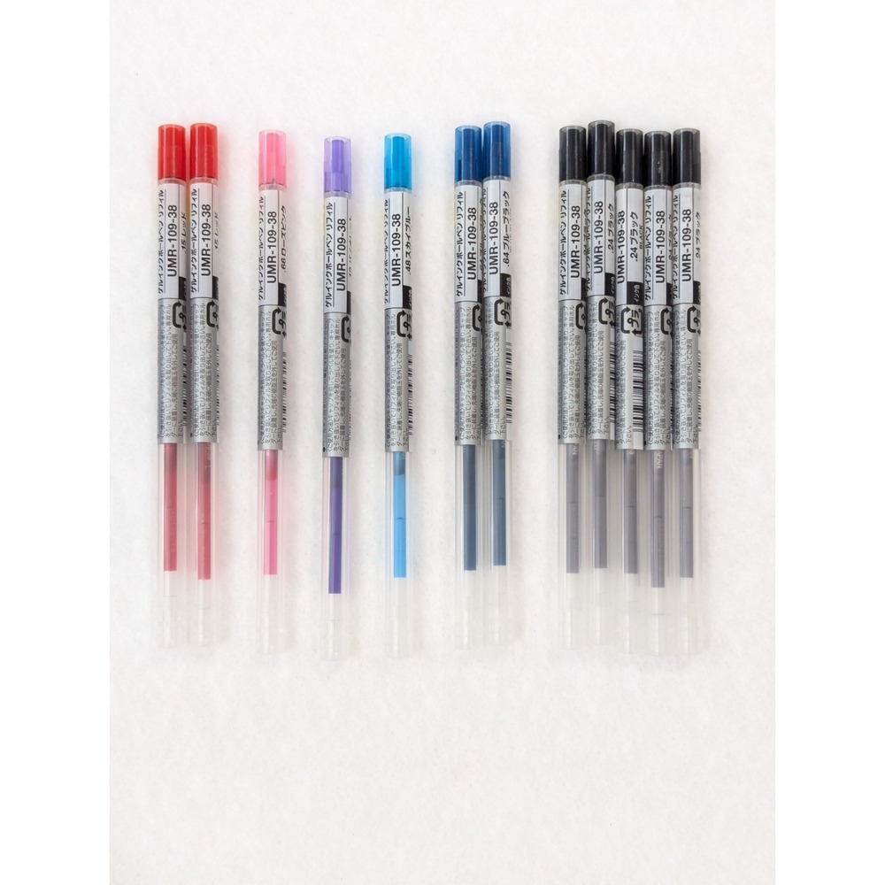 Uni Style Fit 0.38 mm Ballpoint Pen Ink Refill Variety (Lot of 12) UMR-109-38 - Picture 1 of 6